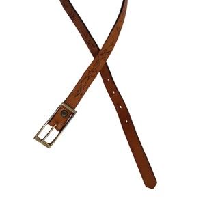 Ladies Beachy Embossed Belt Size Small Seagulls Birds Brown Leather